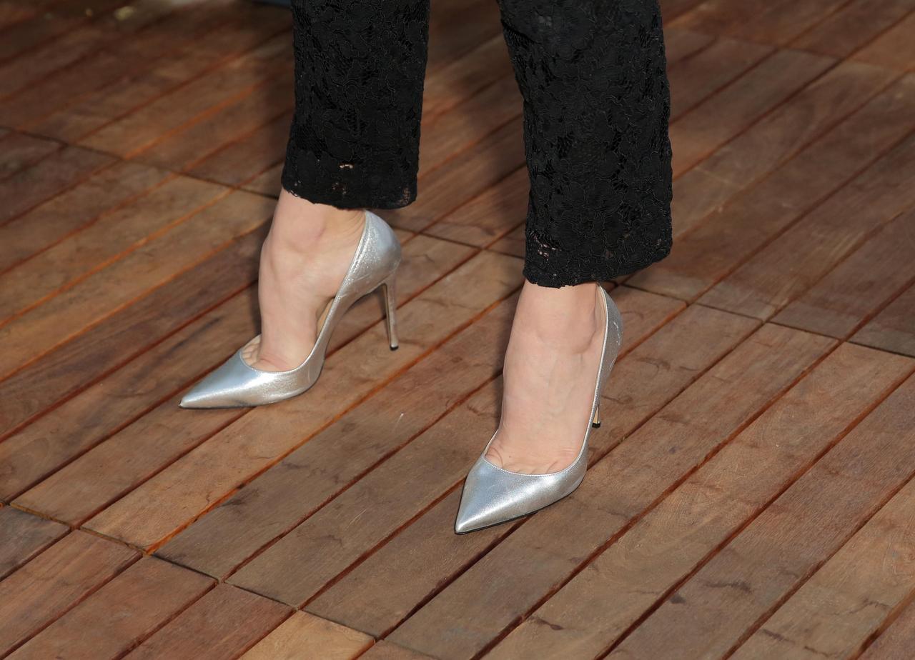 Peyton List Silver Heels And Teasing Arch Fee