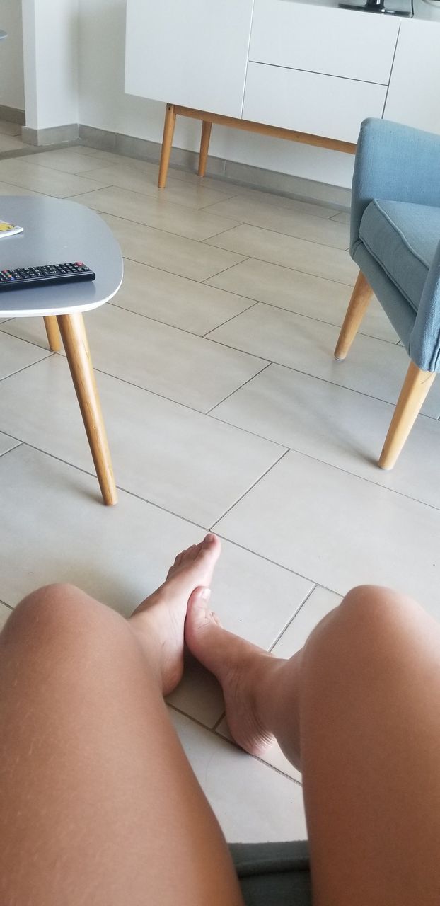 Julie Thelazycat Tanned Feet On Tiled Floor